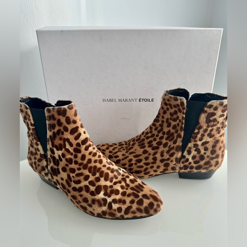 Isabel Marant Brown Leopard Ankle Boots